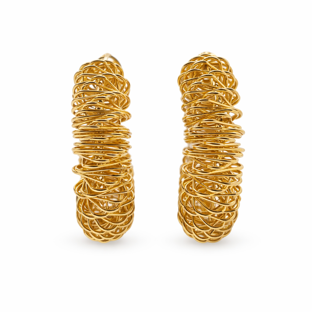 Twisted Gold Textured Hoop Earrings GWE -74
