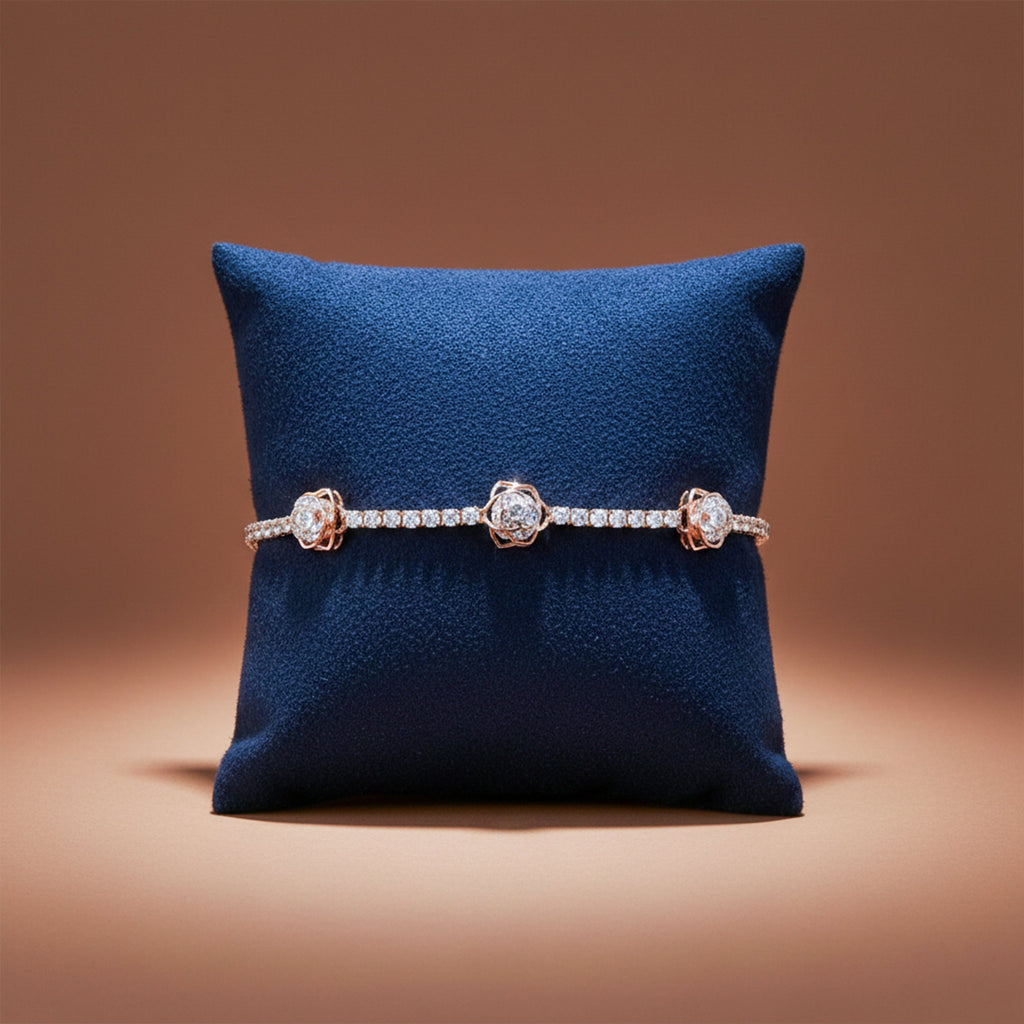 Rose Gold Floral Tennis Bracelet GWB -107