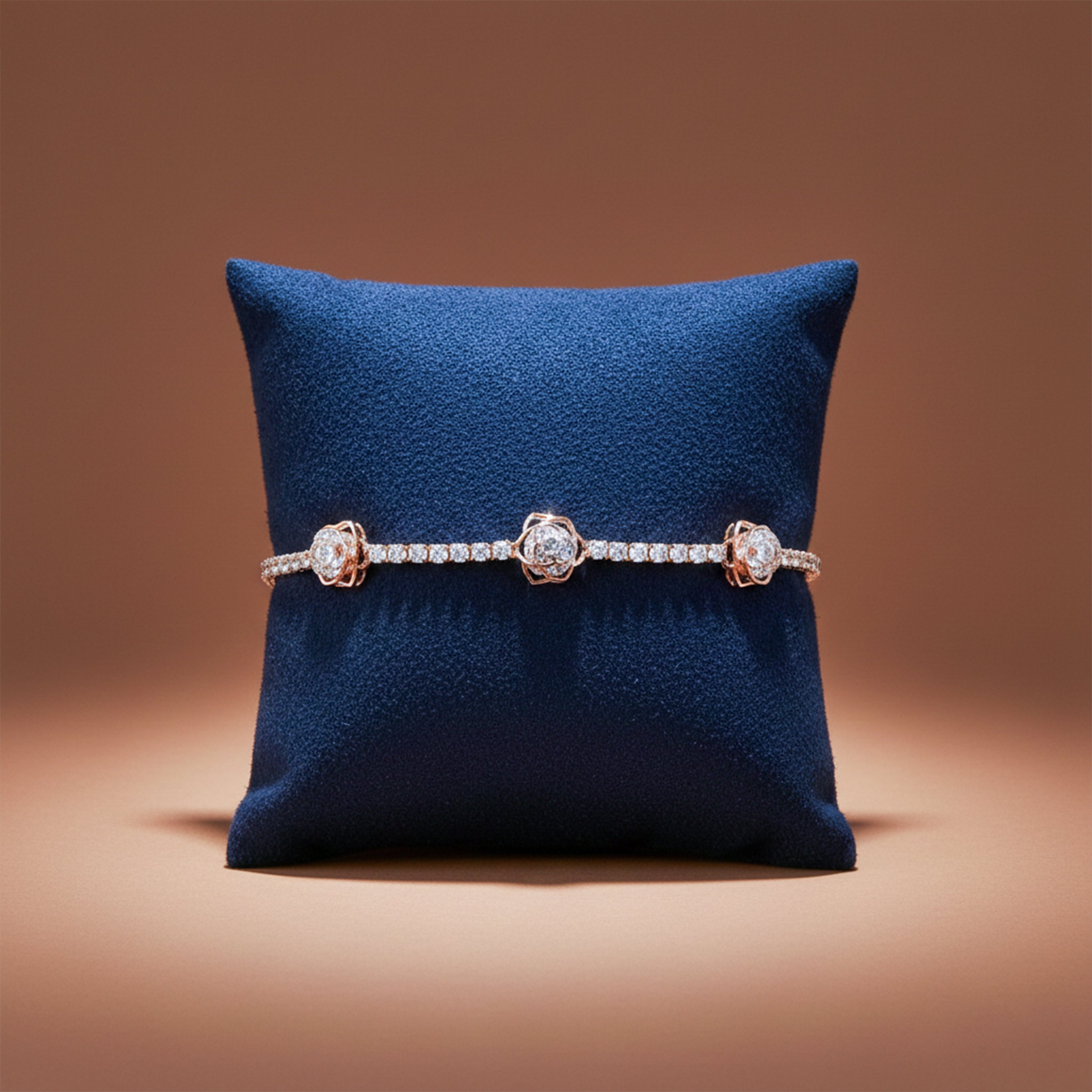 Rose Gold Floral Tennis Bracelet GWB -107