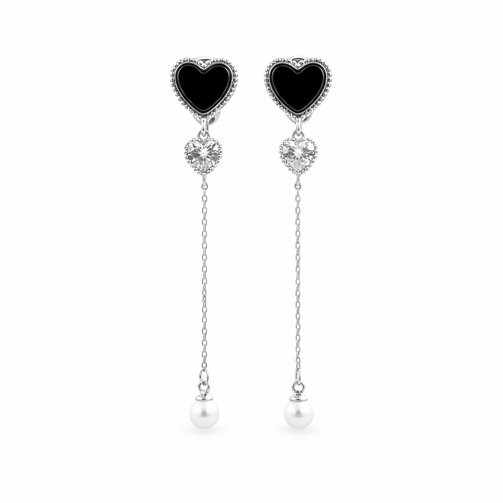 Heart Pearl Drop Earrings GWE -85