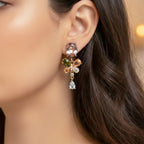 Floral Crystal Drop Earrings GWE -136