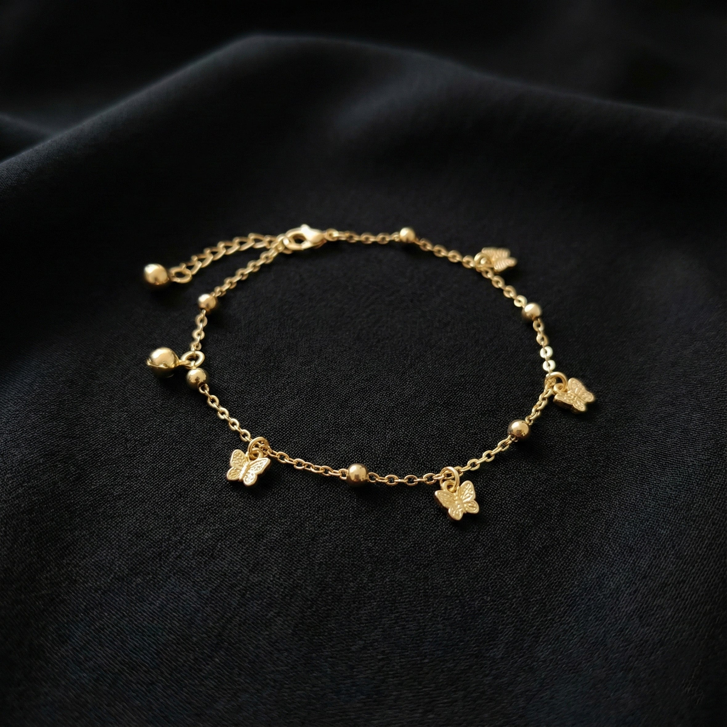Gold Butterfly Charm Anklet GWA -56