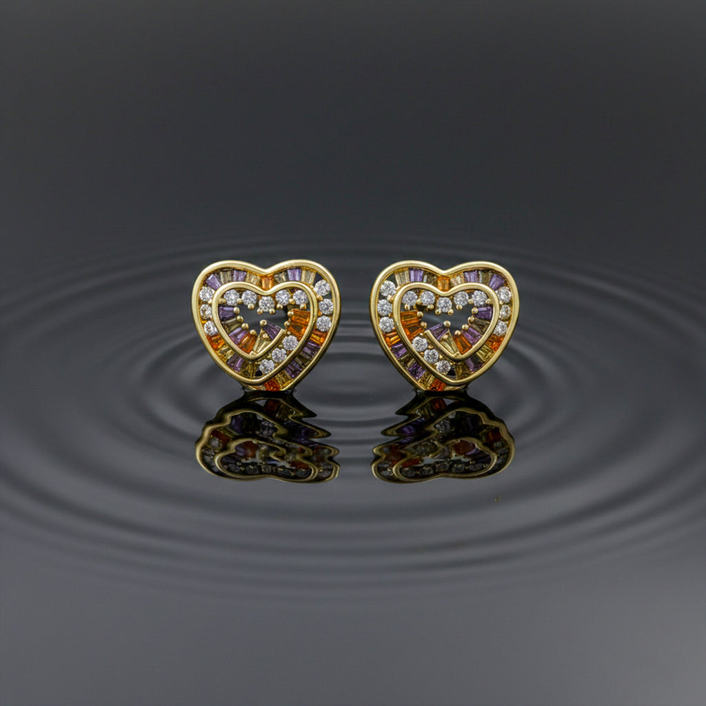Multicolo Heart Stud Earrings GWE -123
