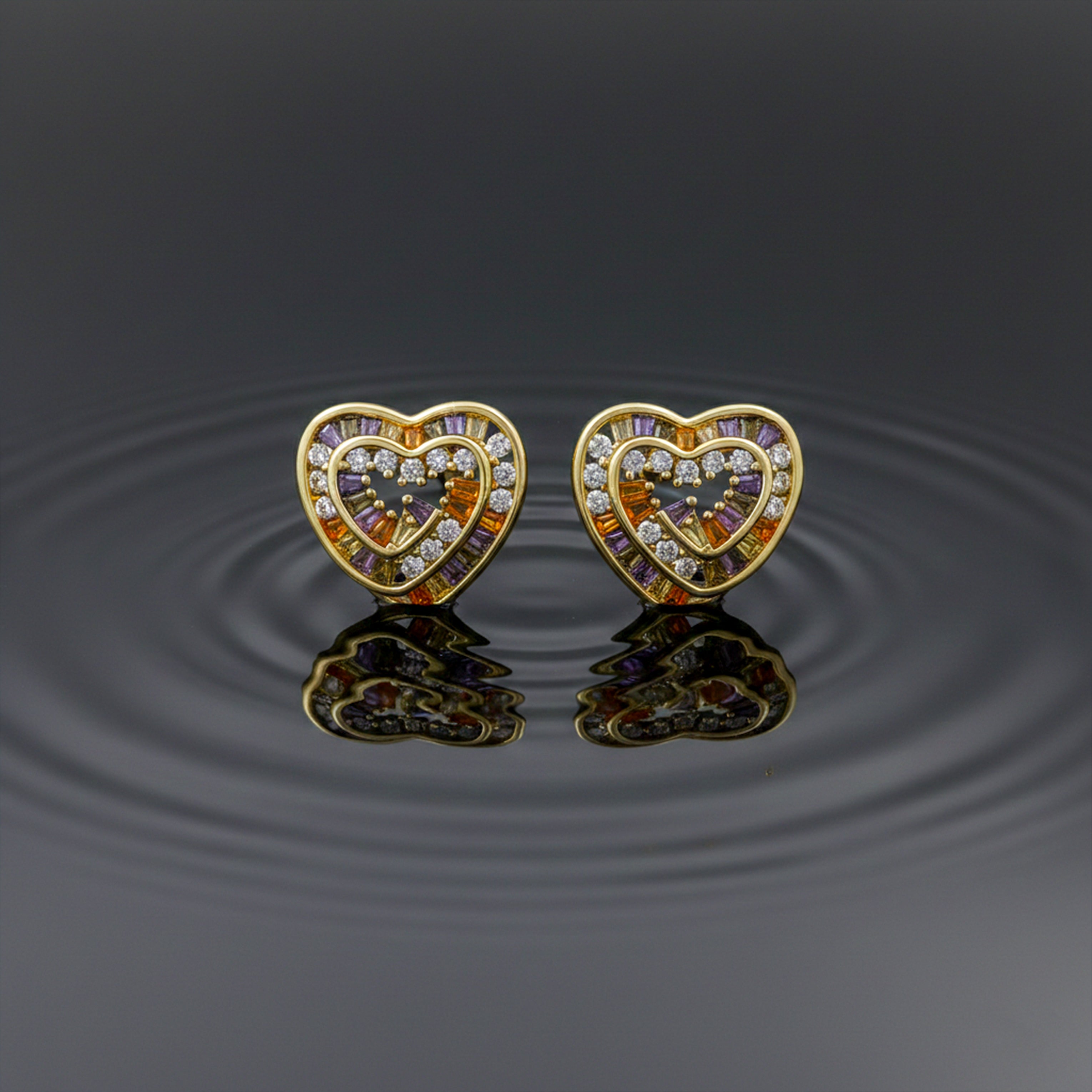 Multicolo Heart Stud Earrings GWE -123