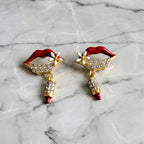 Red Lips Crystal Drop Earrings GWE -98