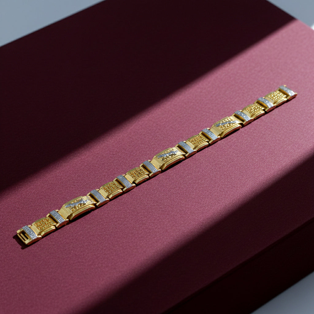 Men’s Two-Tone Textured Link Bracelet GMB -3