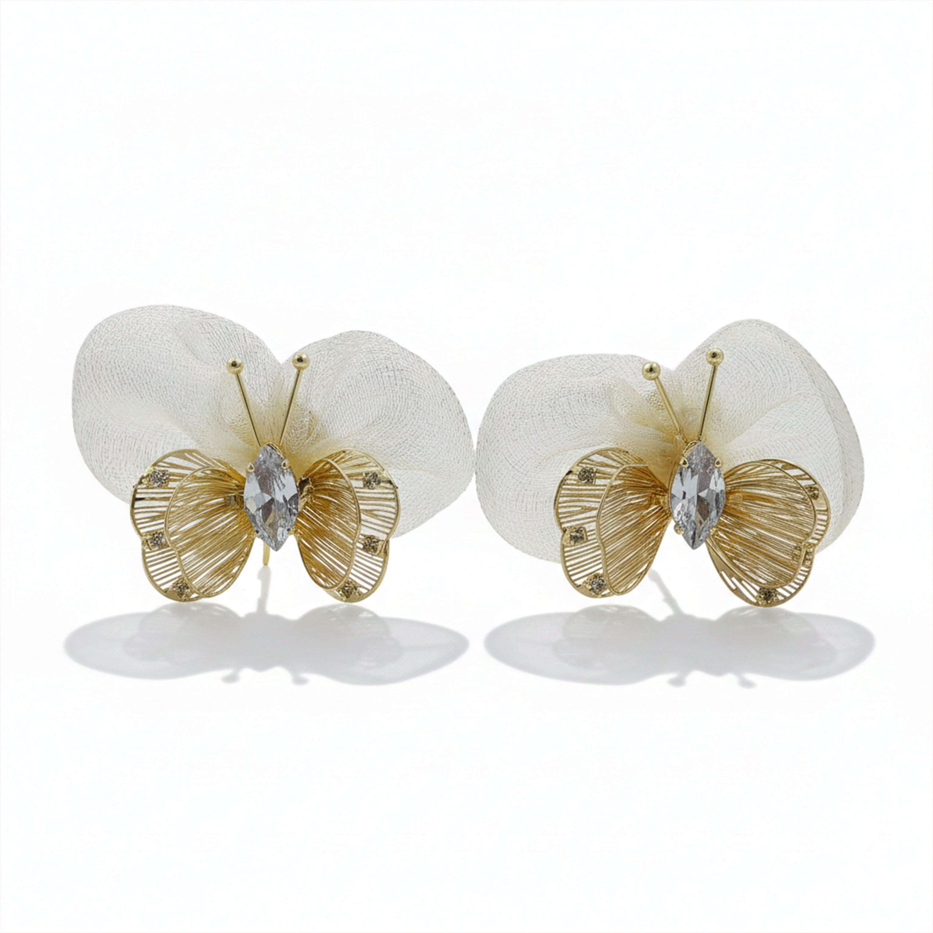 Butterfly Mesh Stud Earrings with Crystal Accent GWE -170