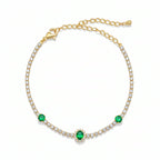 Gold Emerald Halo Tennis Bracelet GWB -104