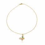 Multicolor Butterfly CZ Gold Necklace GWN -137