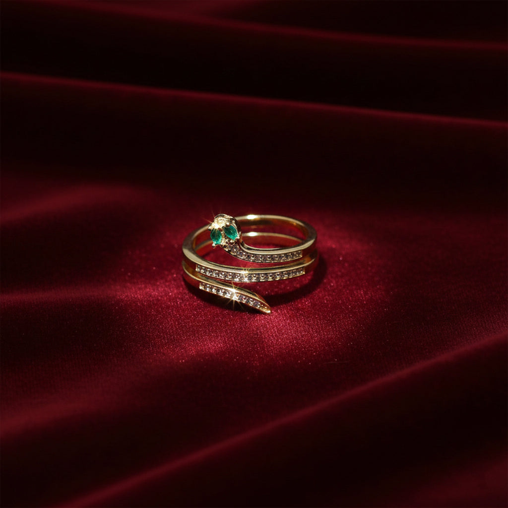 Gold Emerald Snake Ring GWR -59