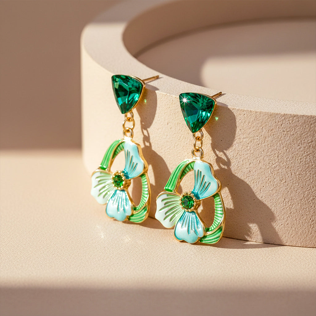 Emerald Floral Drop Earrings GWE -229