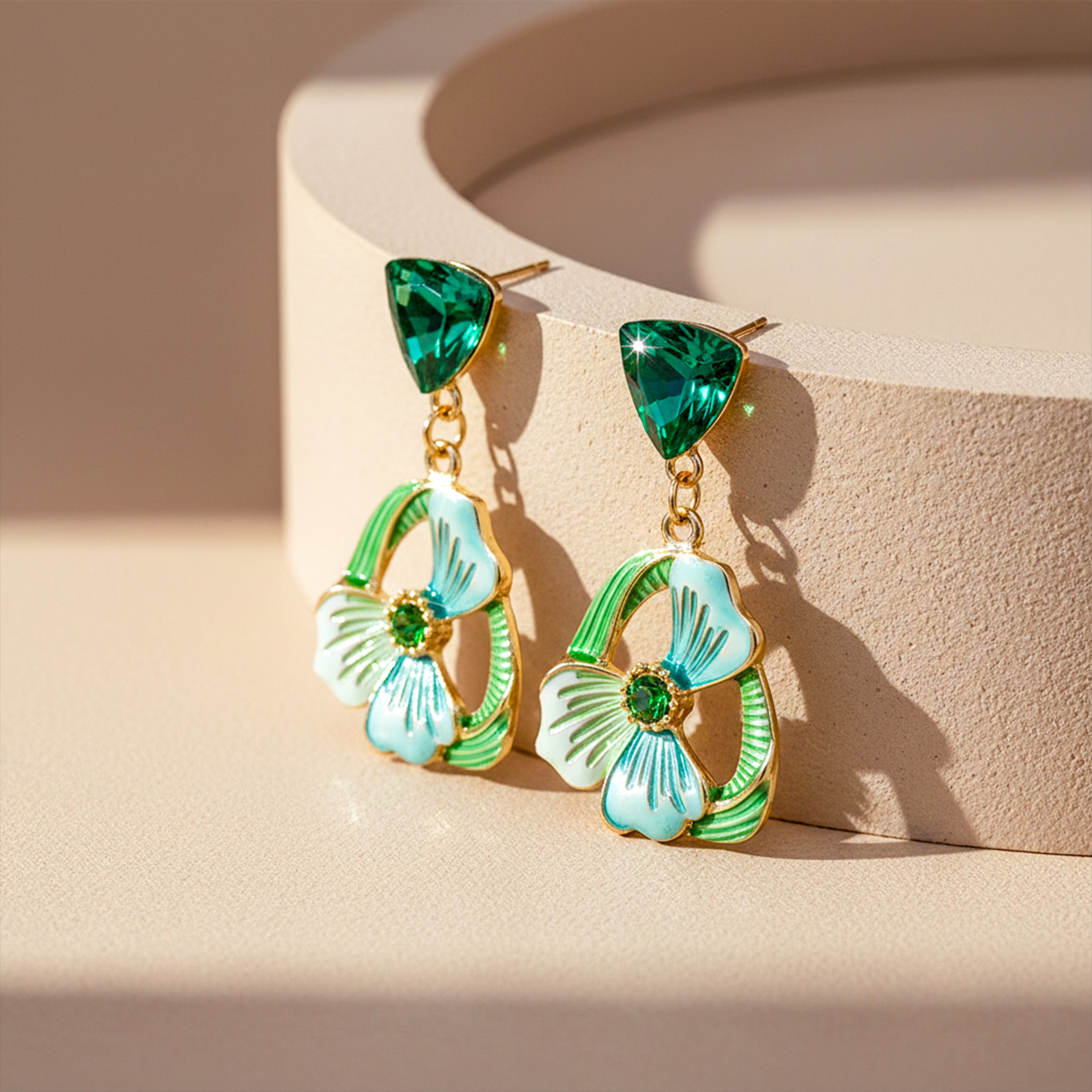 Emerald Floral Drop Earrings GWE -229