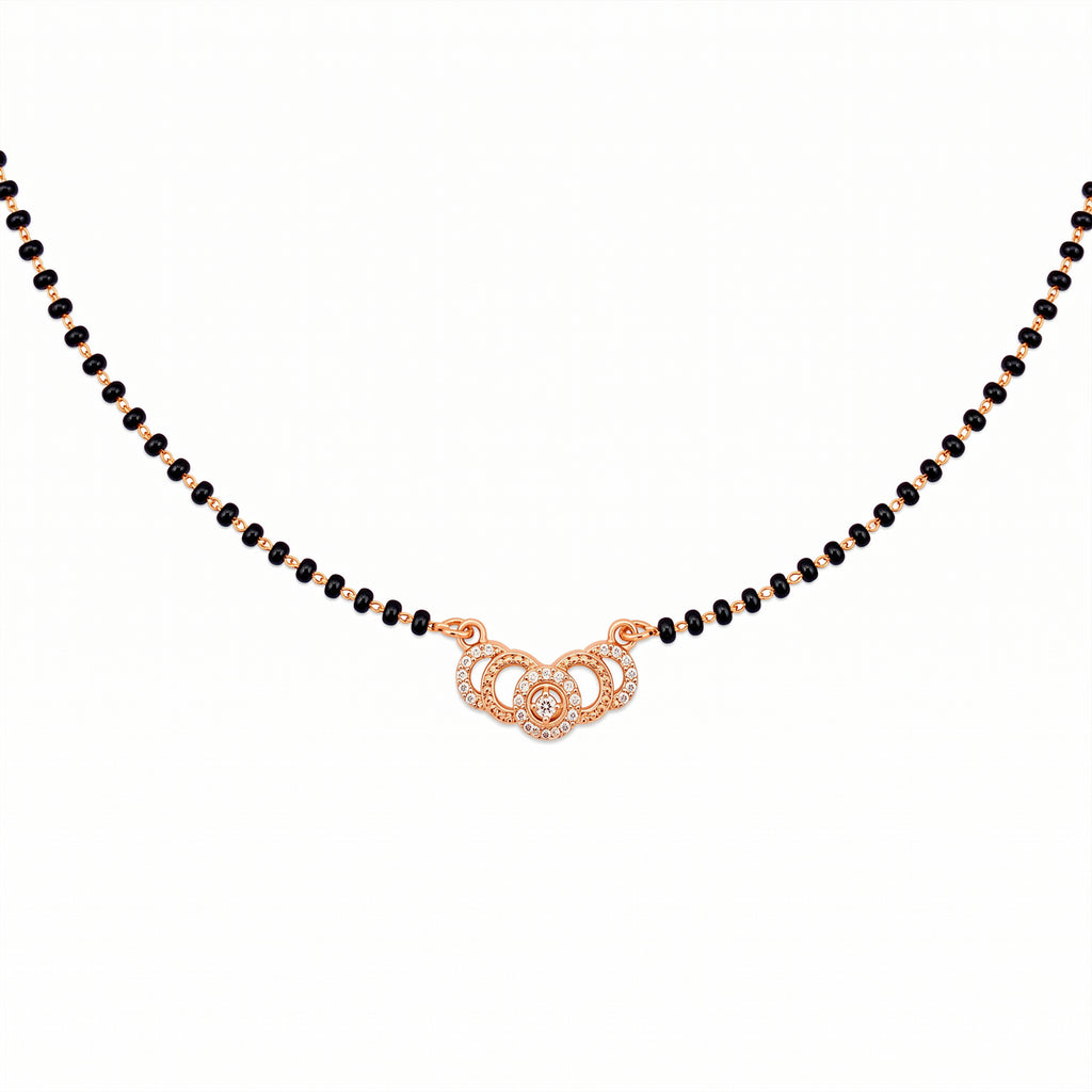 Rose Gold Black Beaded Mangalsutra GM -60