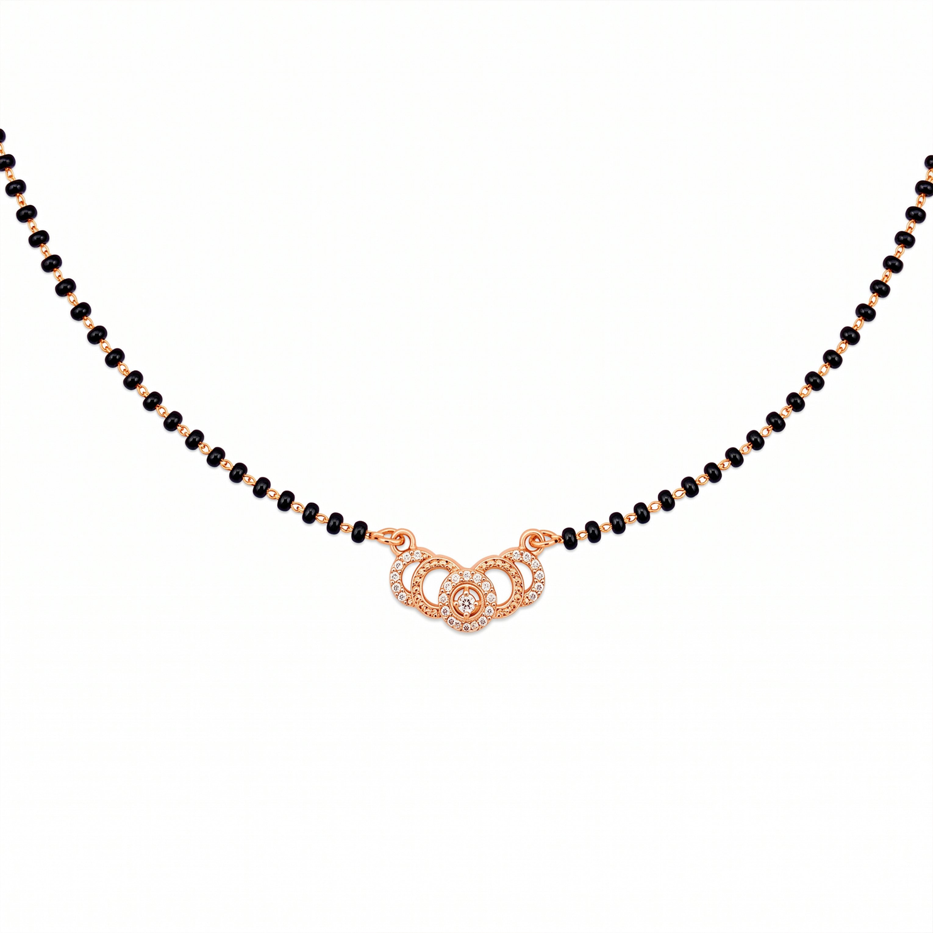 Rose Gold Black Beaded Mangalsutra GM -60