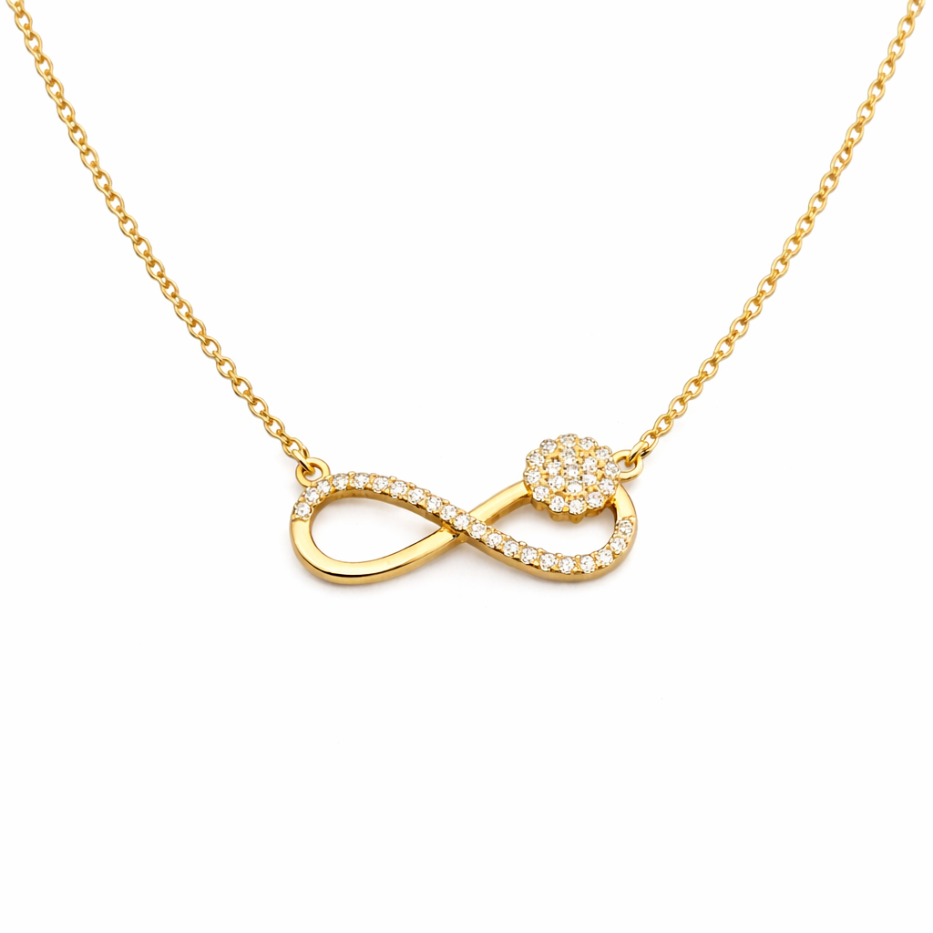 Gold Pave Infinity Floral Women Necklace GWN -140