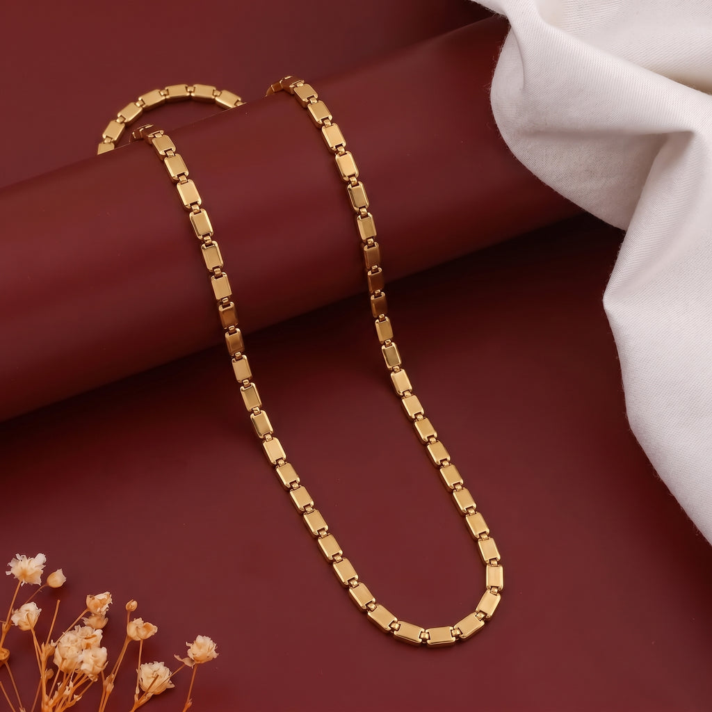 Men’s Gold Tone Rectangular Link Chain GMC -18