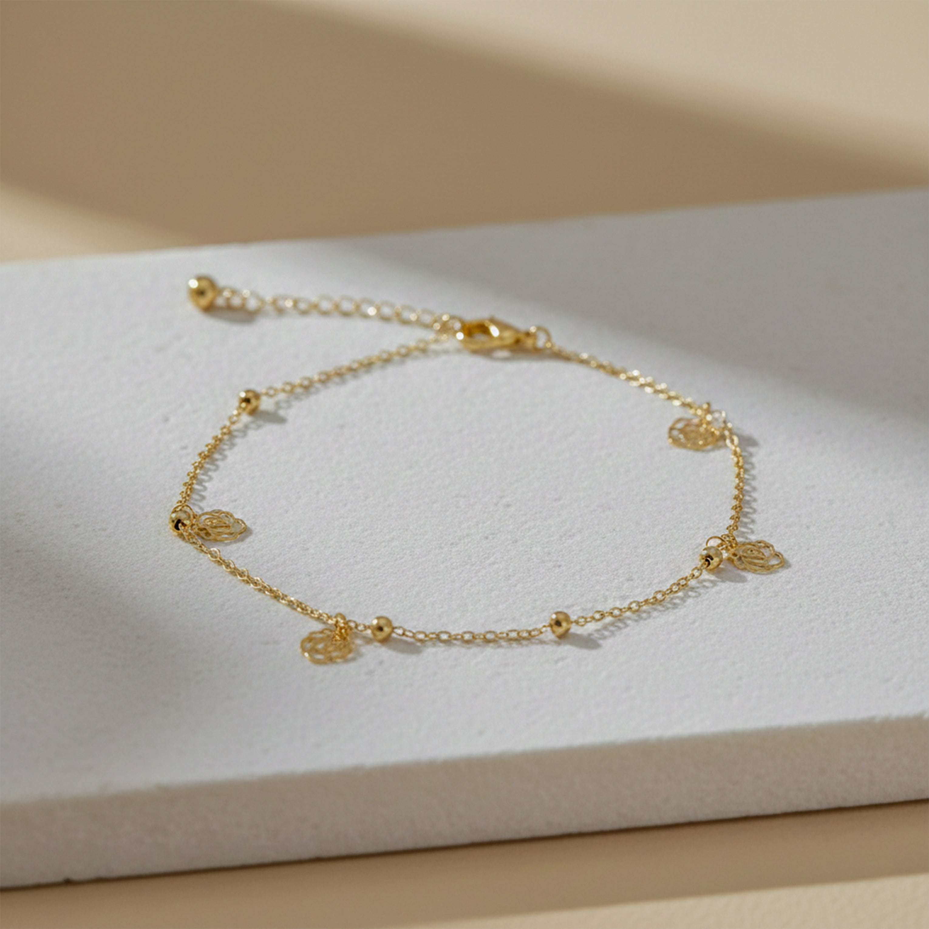 Gold Rose Charm Anklet GWA -55