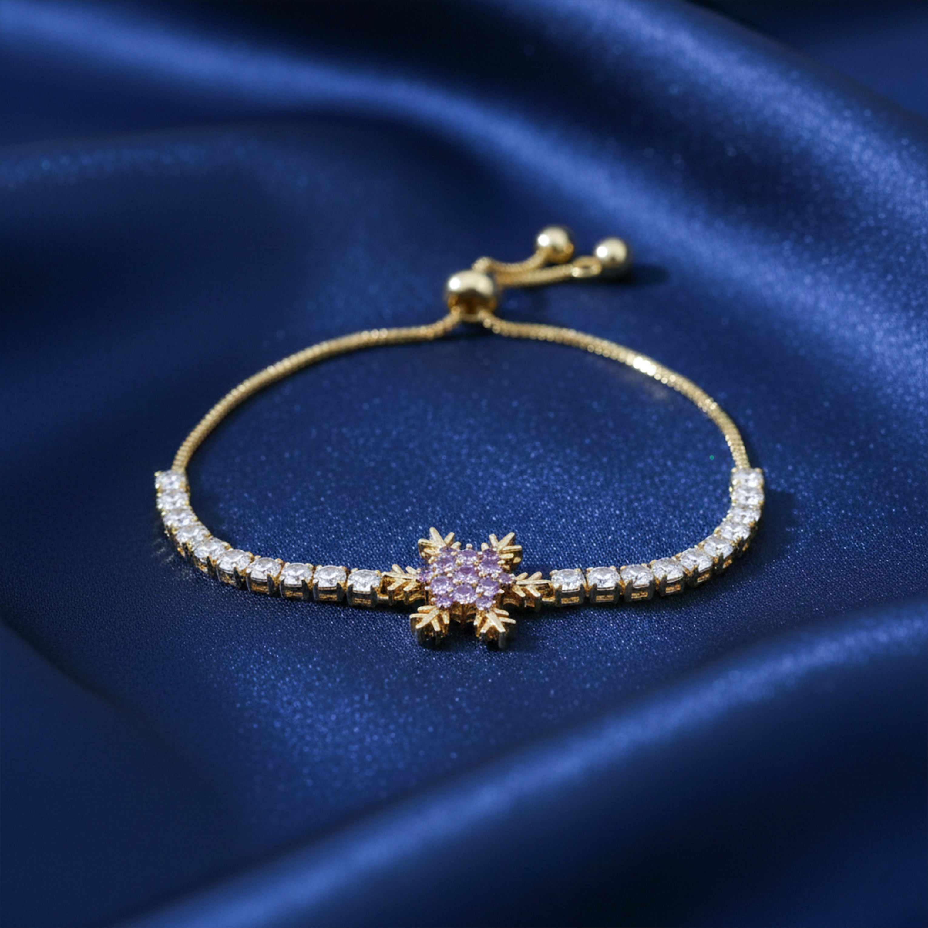 Purple Snowflake Adjustable Bracelet GWB -116