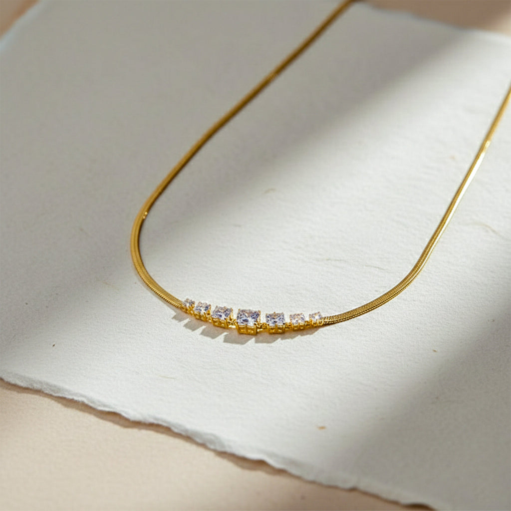 Crystal Bar Herringbone women Neckless GWN -128