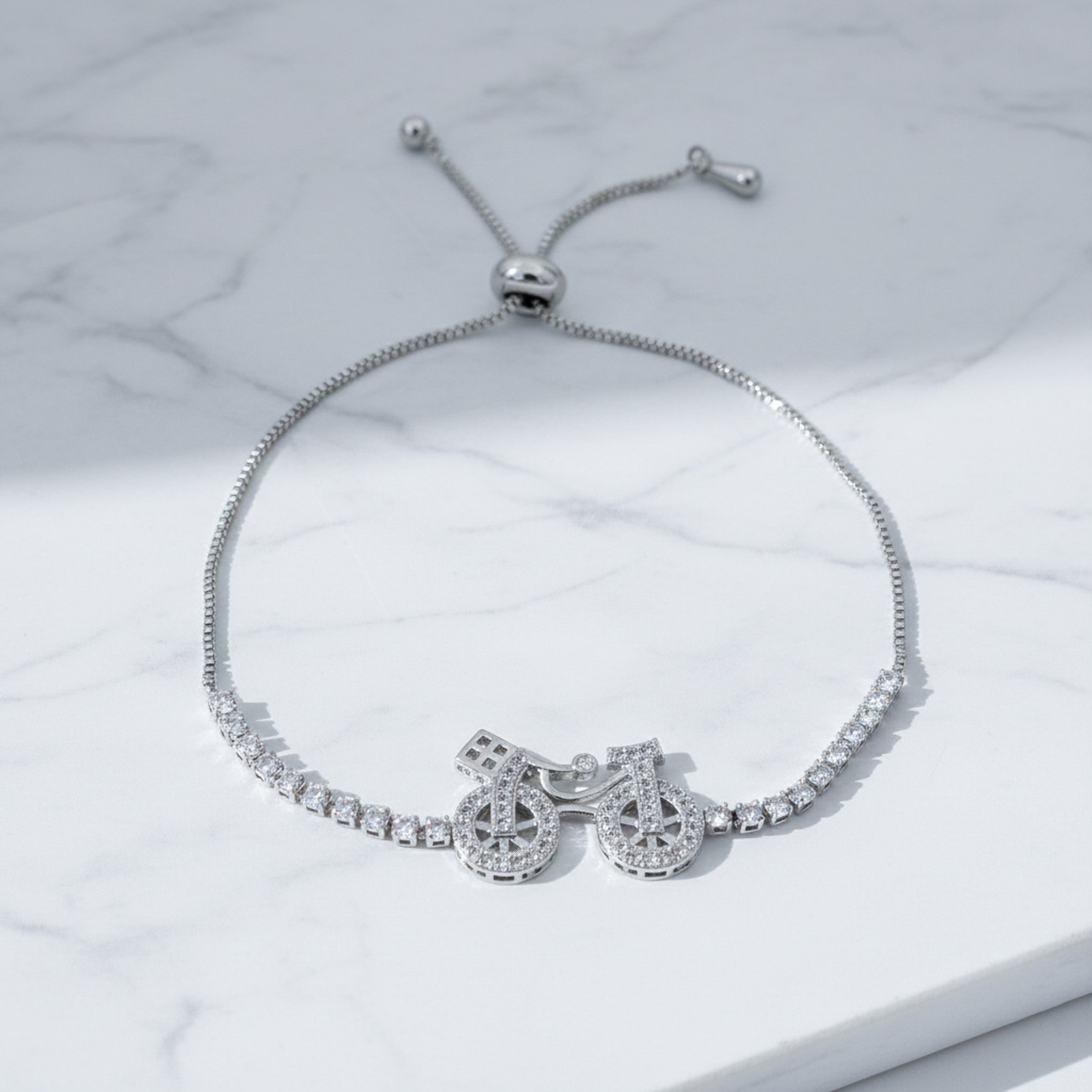 Silver Bicycle Charm Bracele GWB -110