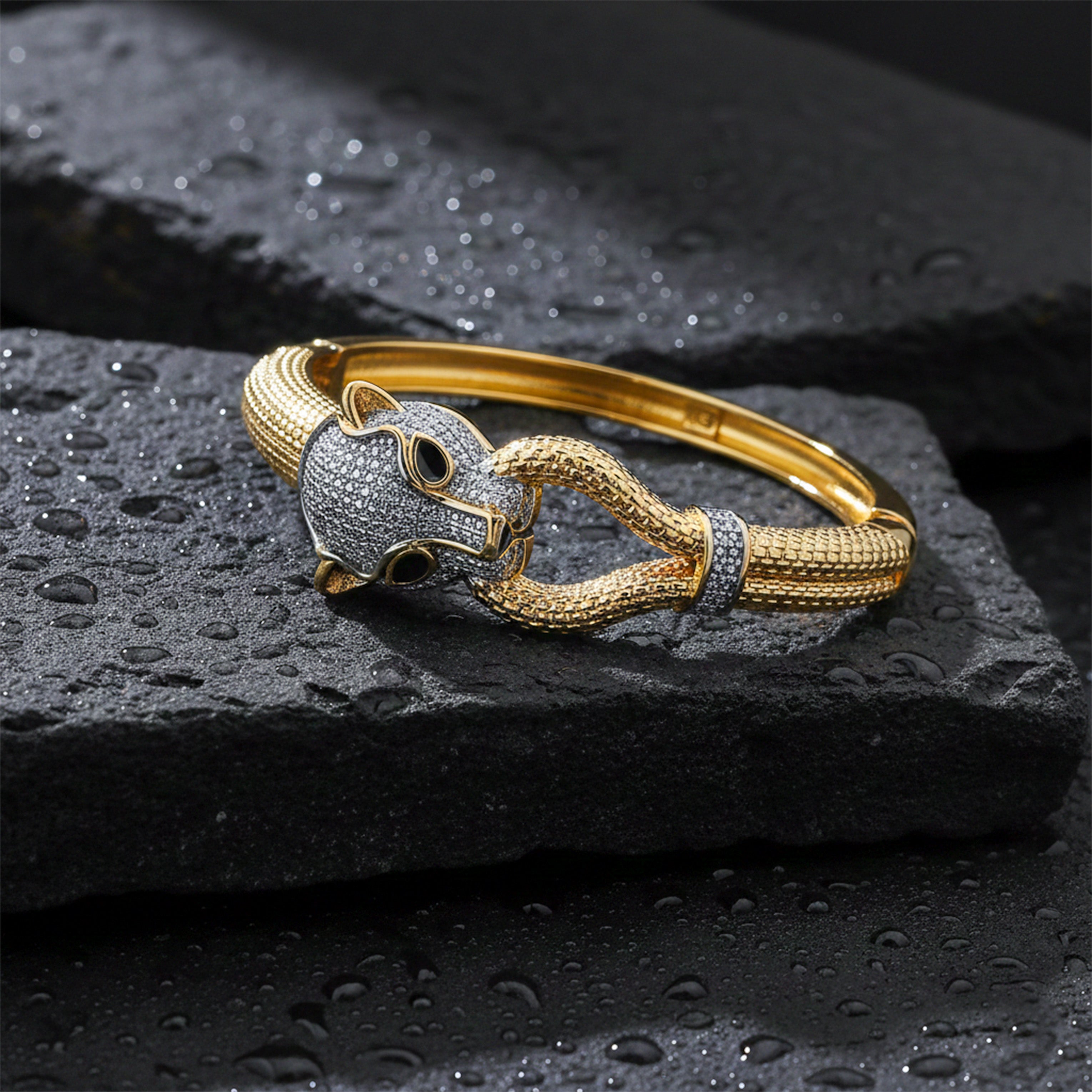 Men’s Gold-Tone Leopard Kada GMK -4