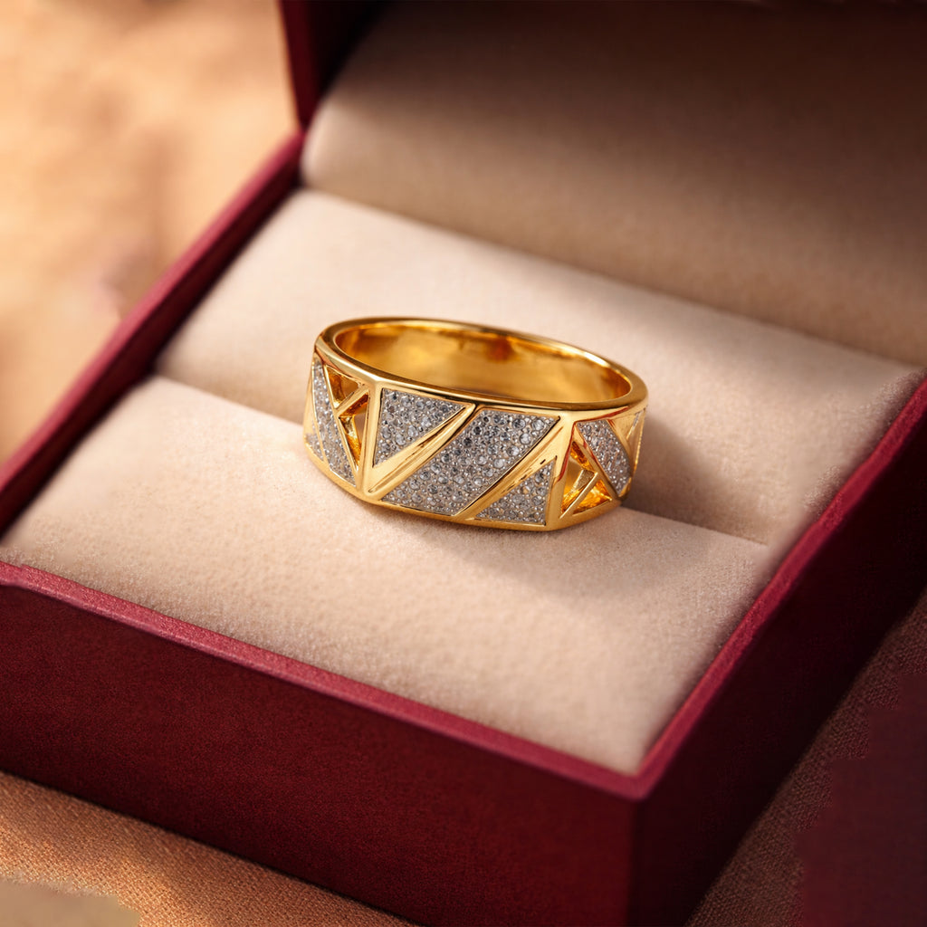 Men’s Gold-Tone Geometric Textured Ring GMR -27