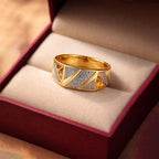Men’s Gold-Tone Geometric Textured Ring GMR -27