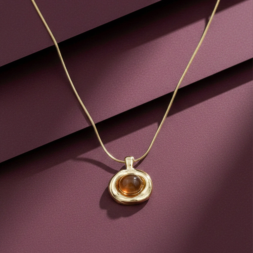Amber Gold Pendant Necklace GWN -66