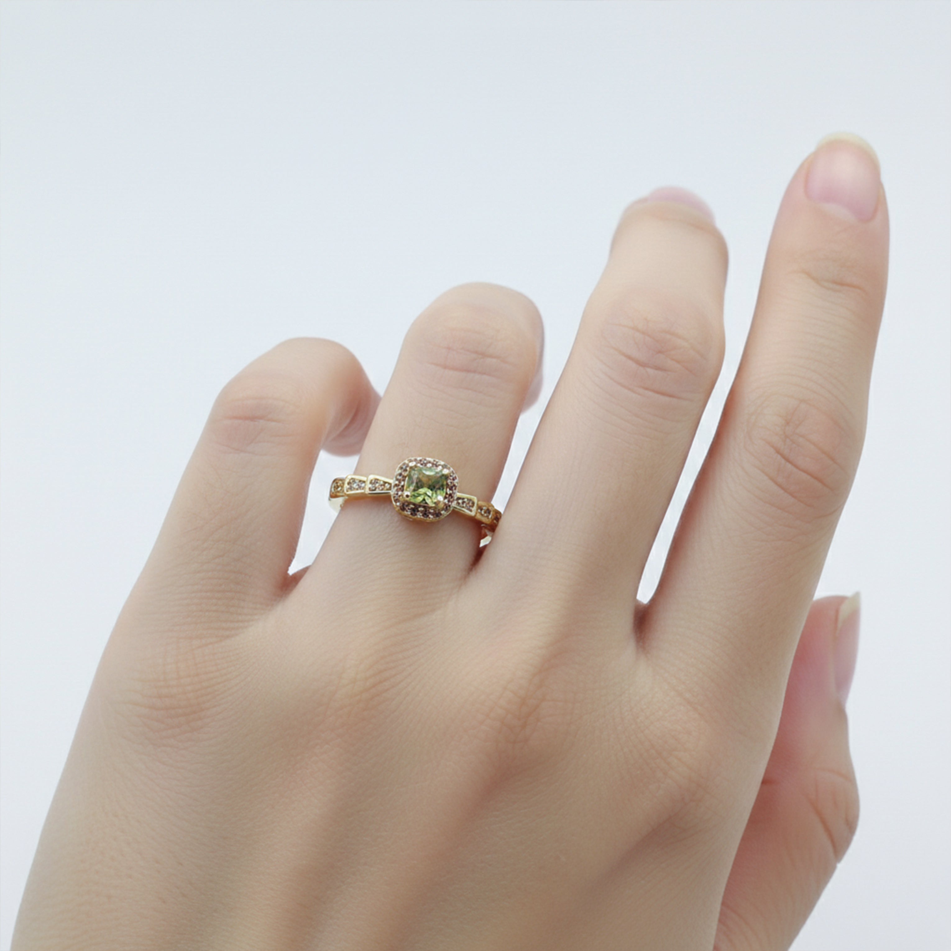 Golden Olive Halo Ring GWR -45