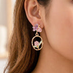Butterfly & Rose Floral Drop Earrings GWE -177