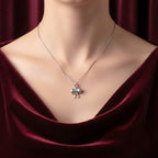 Silver Pearl Bow Heart Pendant Necklace GWN -52