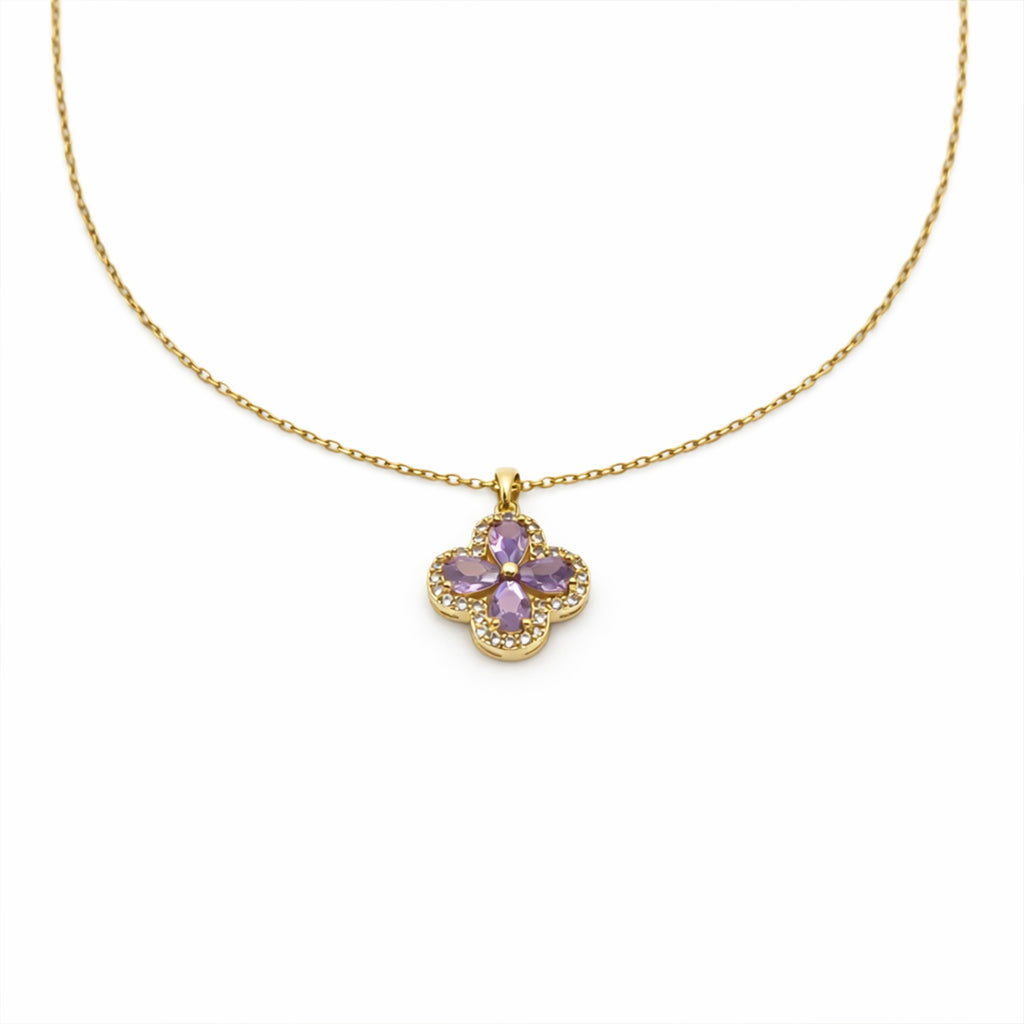 Lavender Blossom Pendant Necklace GWN -97