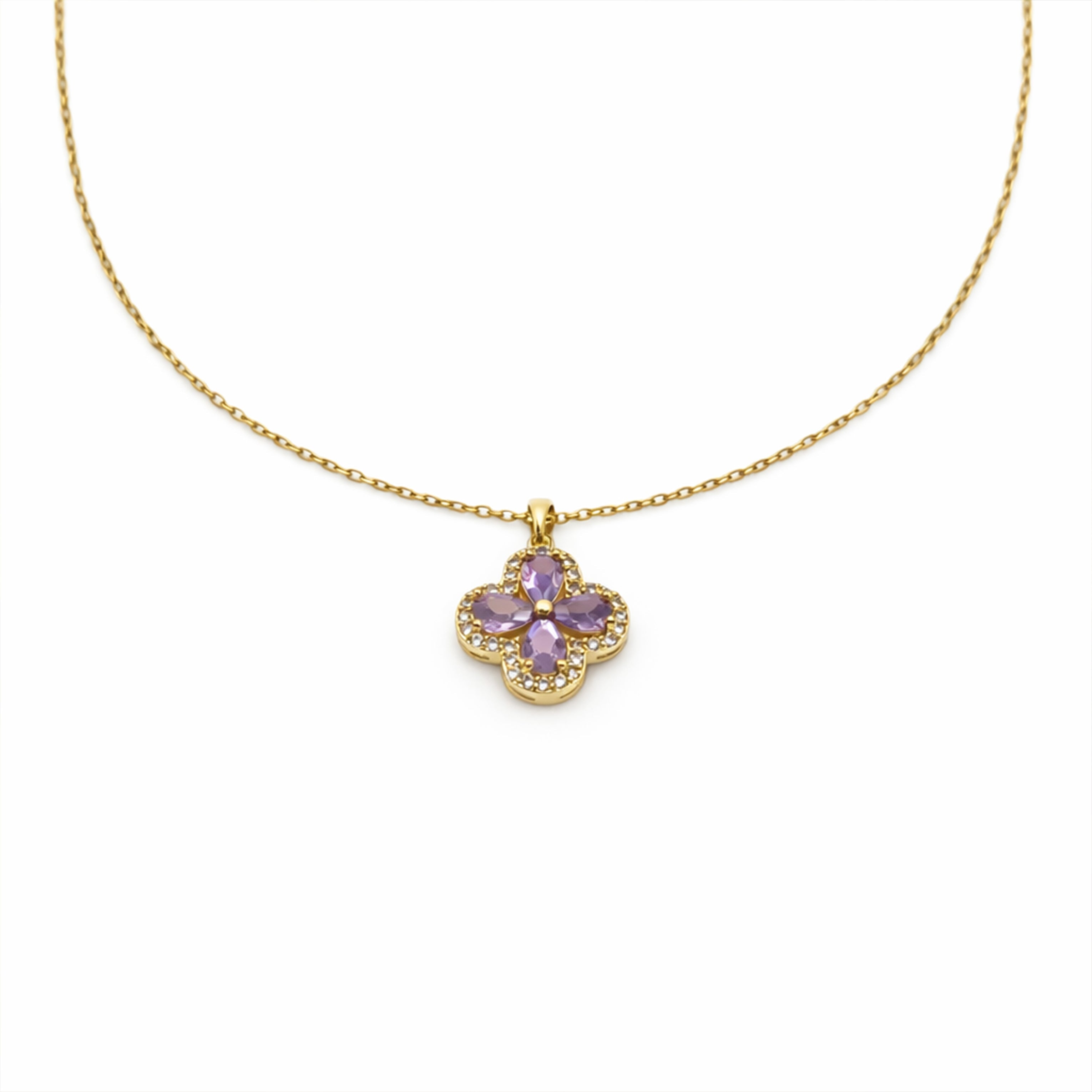 Lavender Blossom Pendant Necklace GWN -97