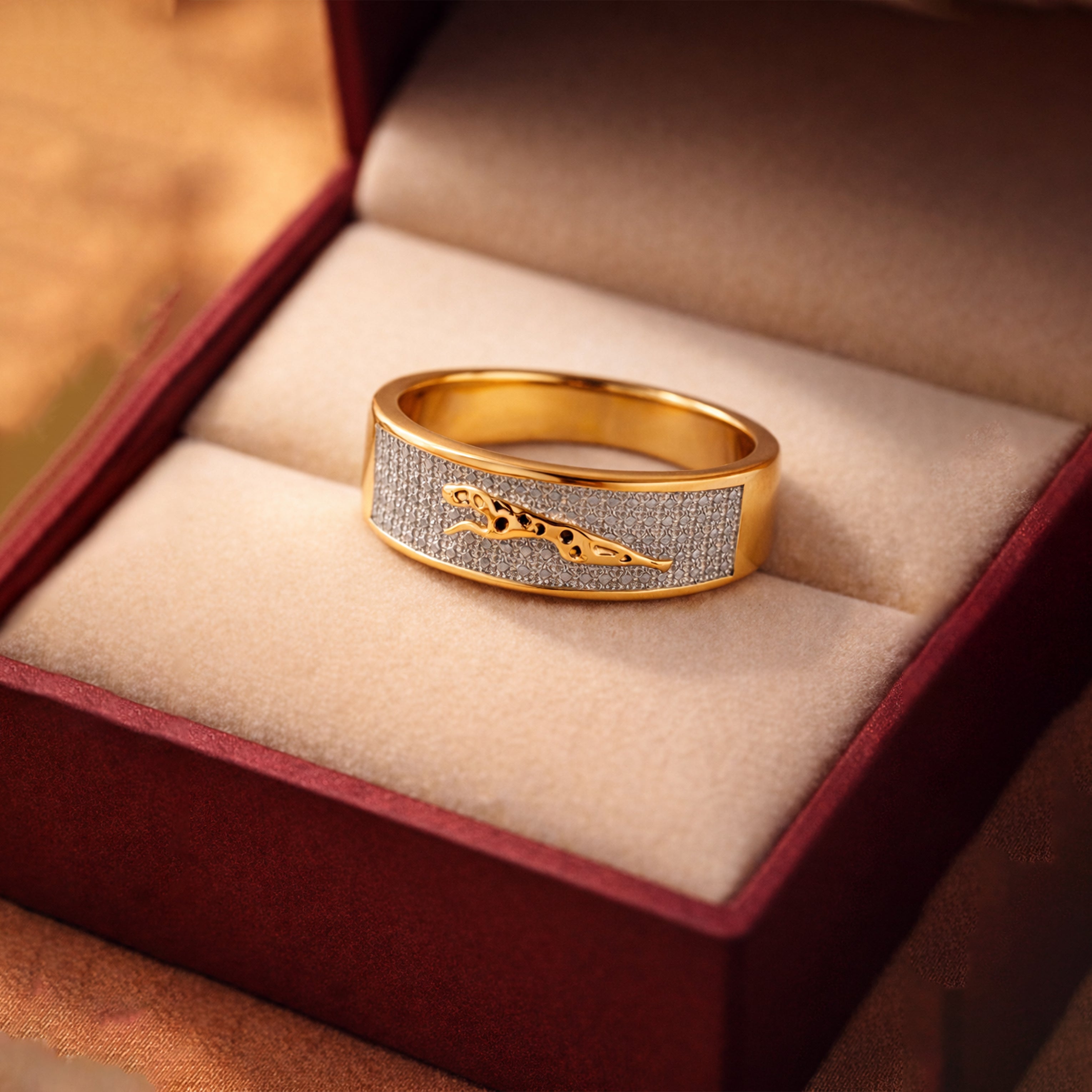 Men’s Gold & Silver Crocodile Design Ring GMR -29