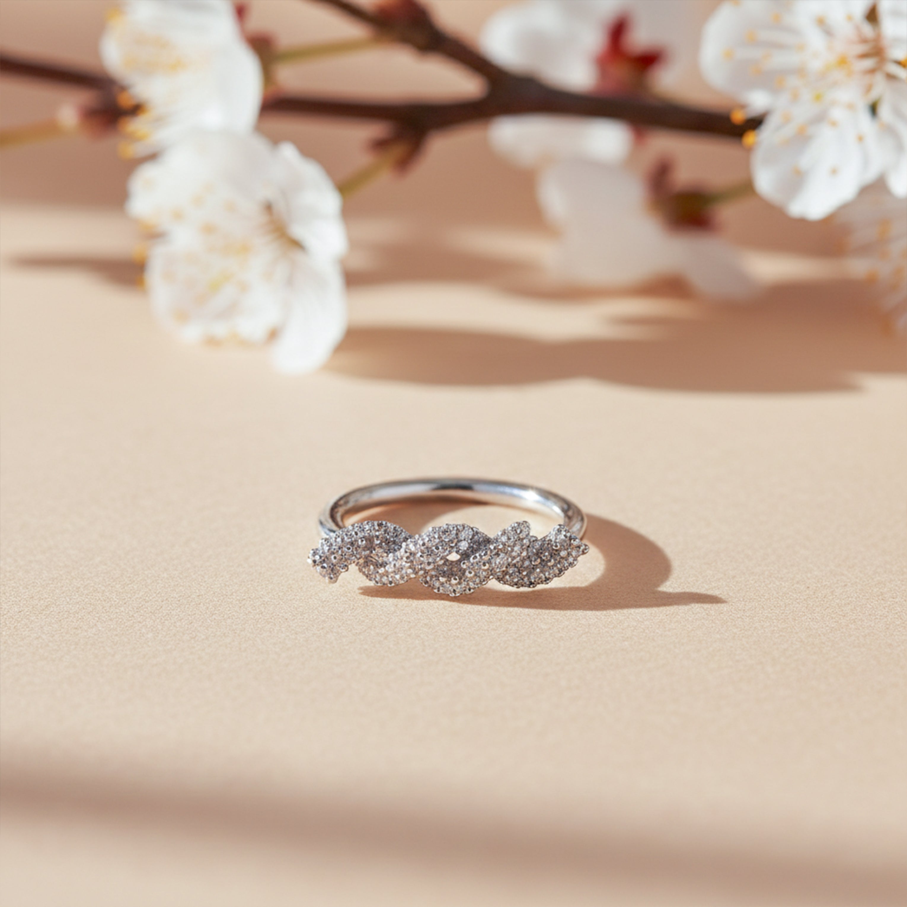 Silver Wave Sparkle Ring GWR -21