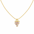 Dainty Gold and Pink Gemstone Clover Women Necklace GWN -148