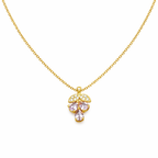 Dainty Gold and Pink Gemstone Clover Women Necklace GWN -148