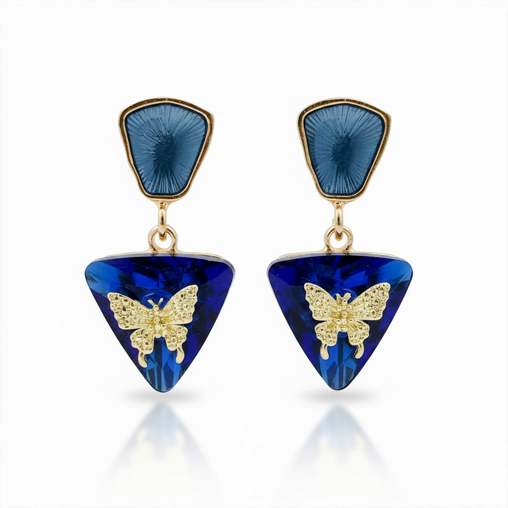 Blue Butterfly Crystal Earrings GWE -223