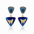 Blue Butterfly Crystal Earrings GWE -223