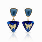 Blue Butterfly Crystal Earrings GWE -223