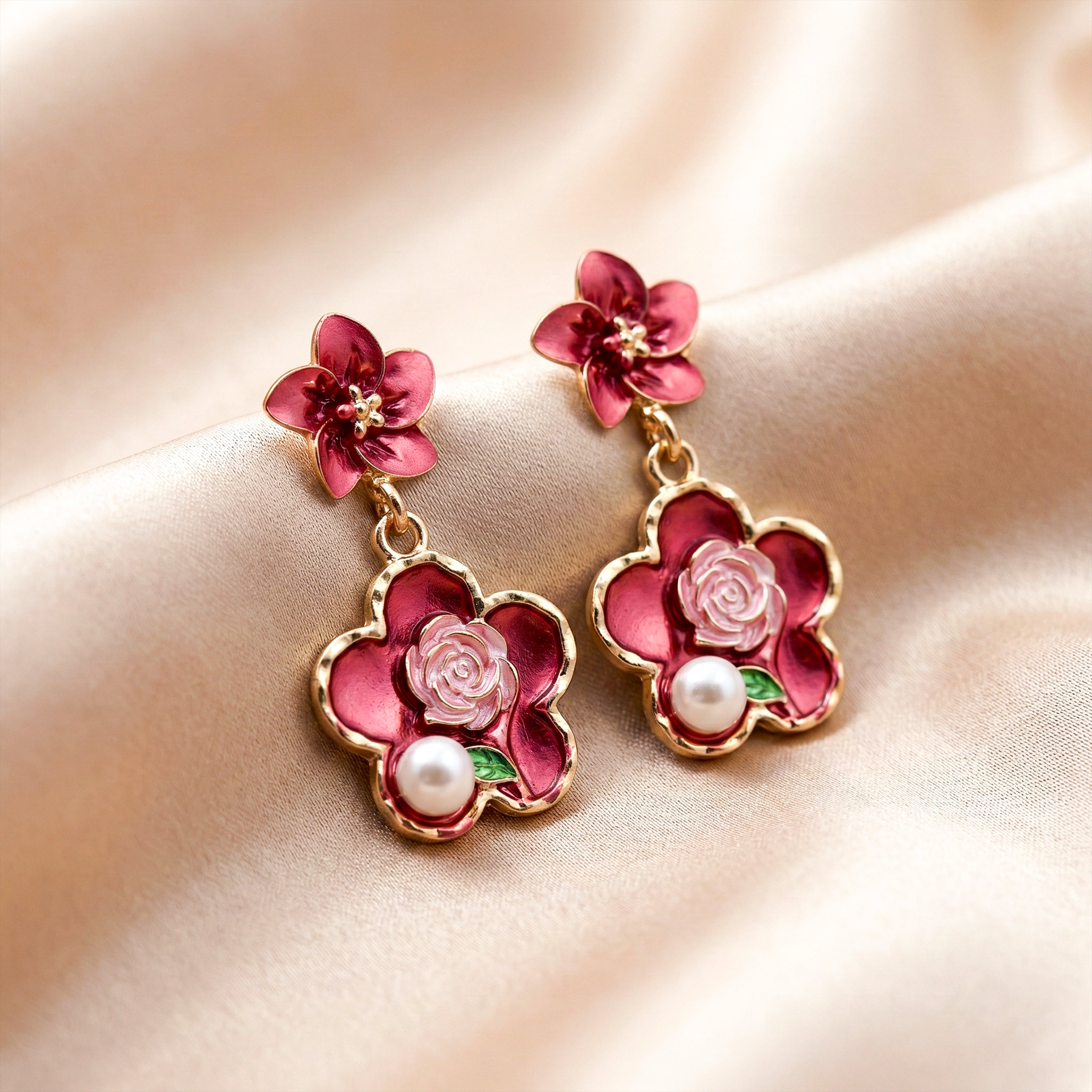 Enamel Pearl Earrings GWE -185