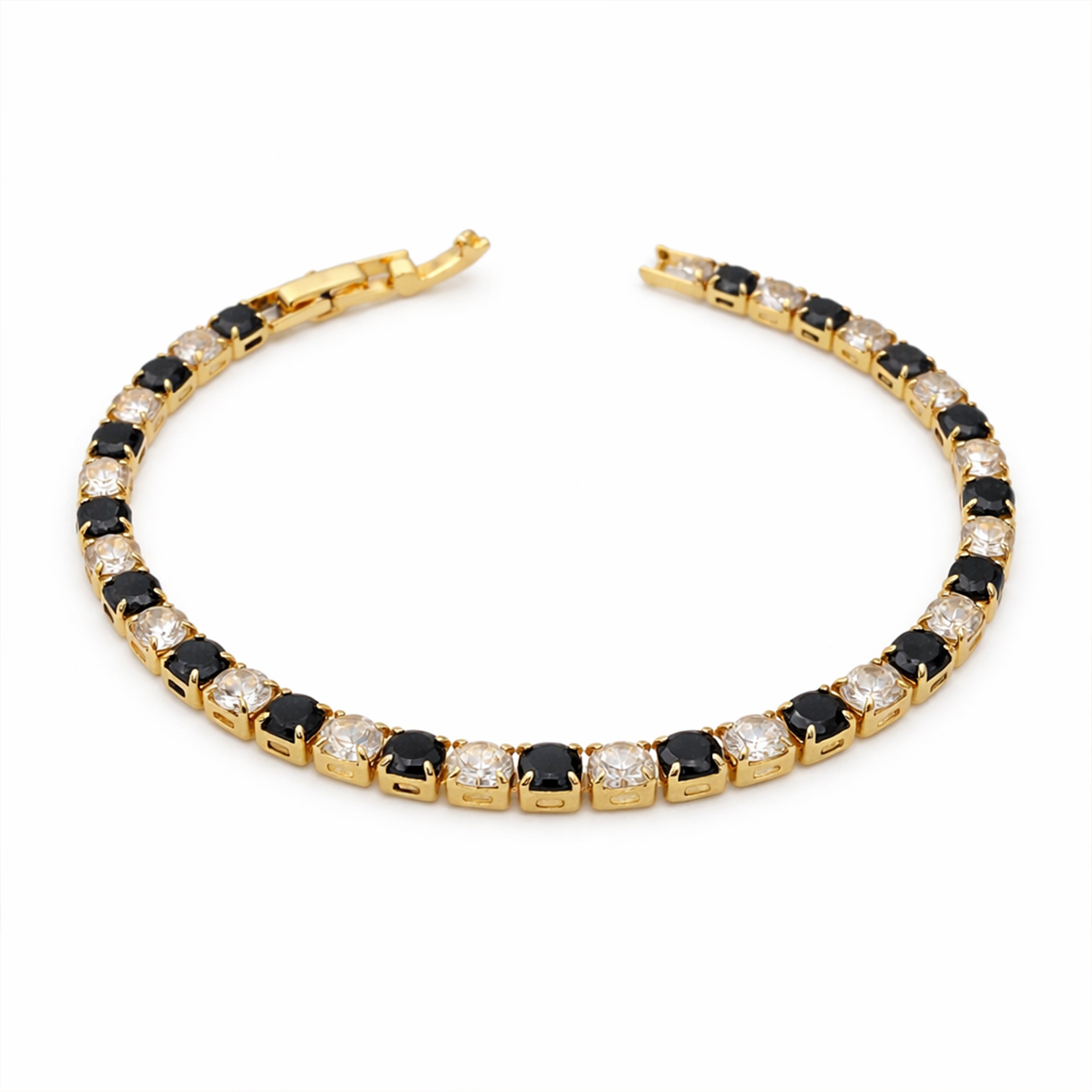Black & Clear Crystal Tennis Bracelet GWB -78