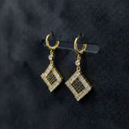 Black & White Crystal Square Drop Earrings GWE -150