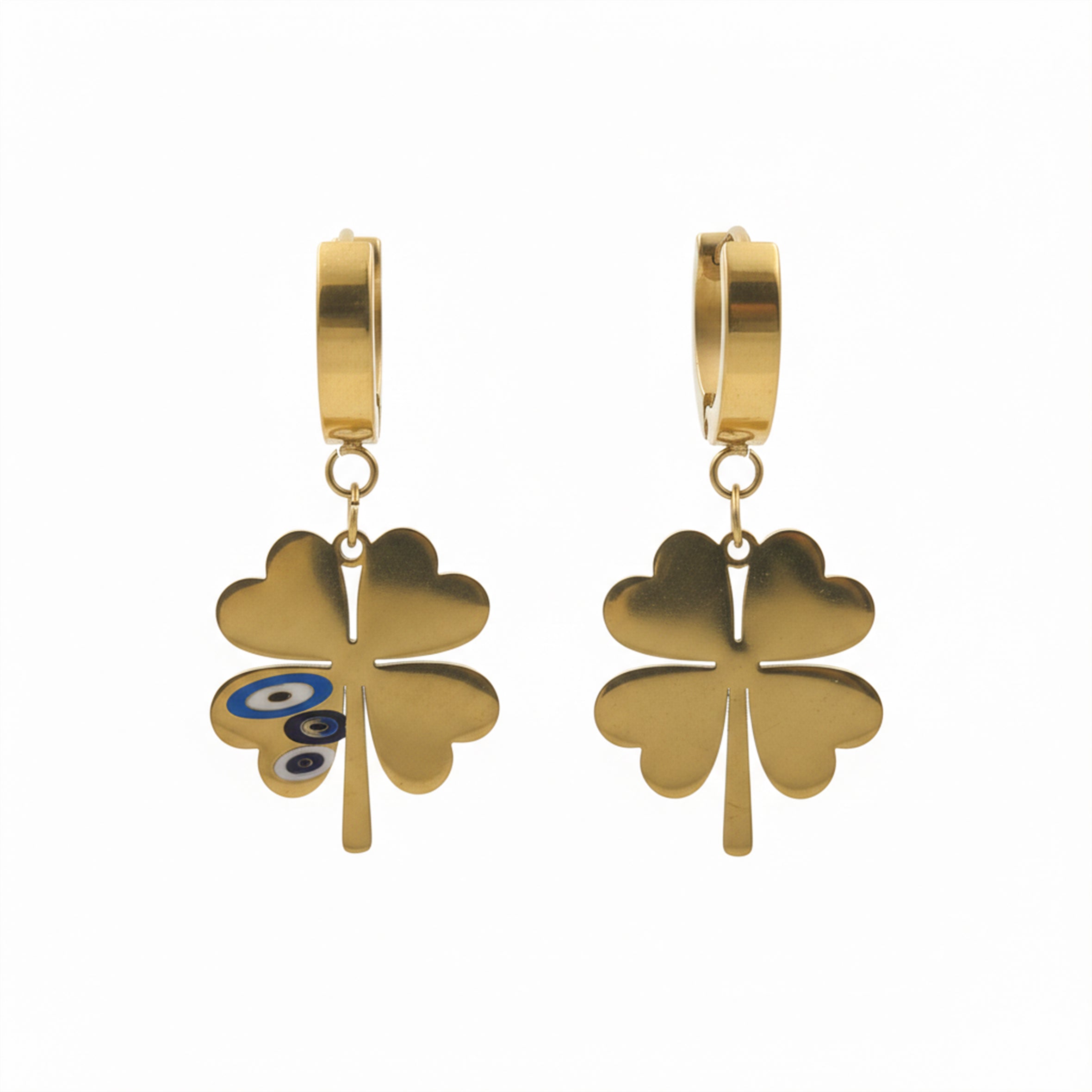 Golden Evil Eye Clover Earrings GWE -82