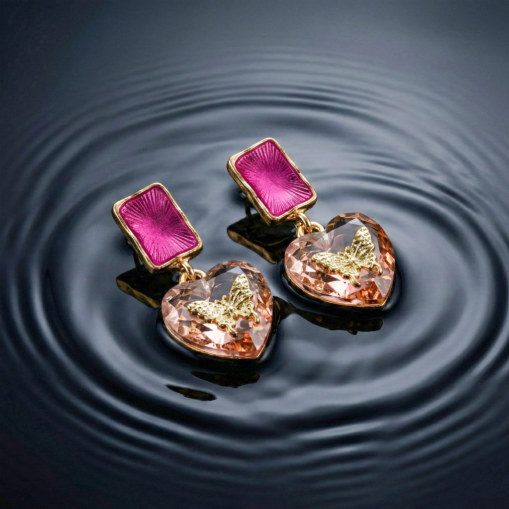Purple & Heart, Butterfly Earrings GWE -216