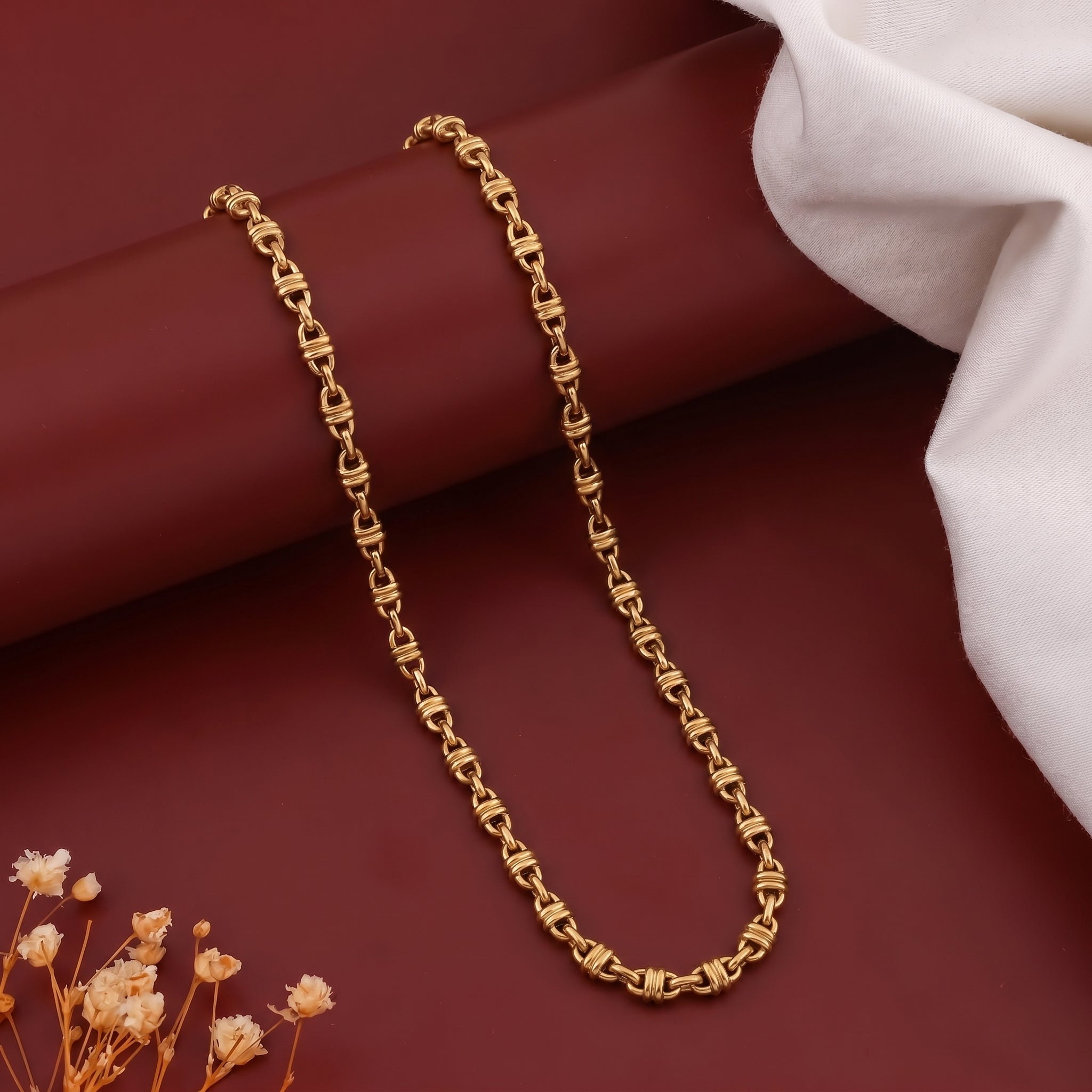 Men’s Gold Tone Textured Link Chain GMC -17