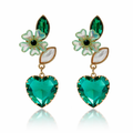 reen Heart Crystal Earrings GWE -238
