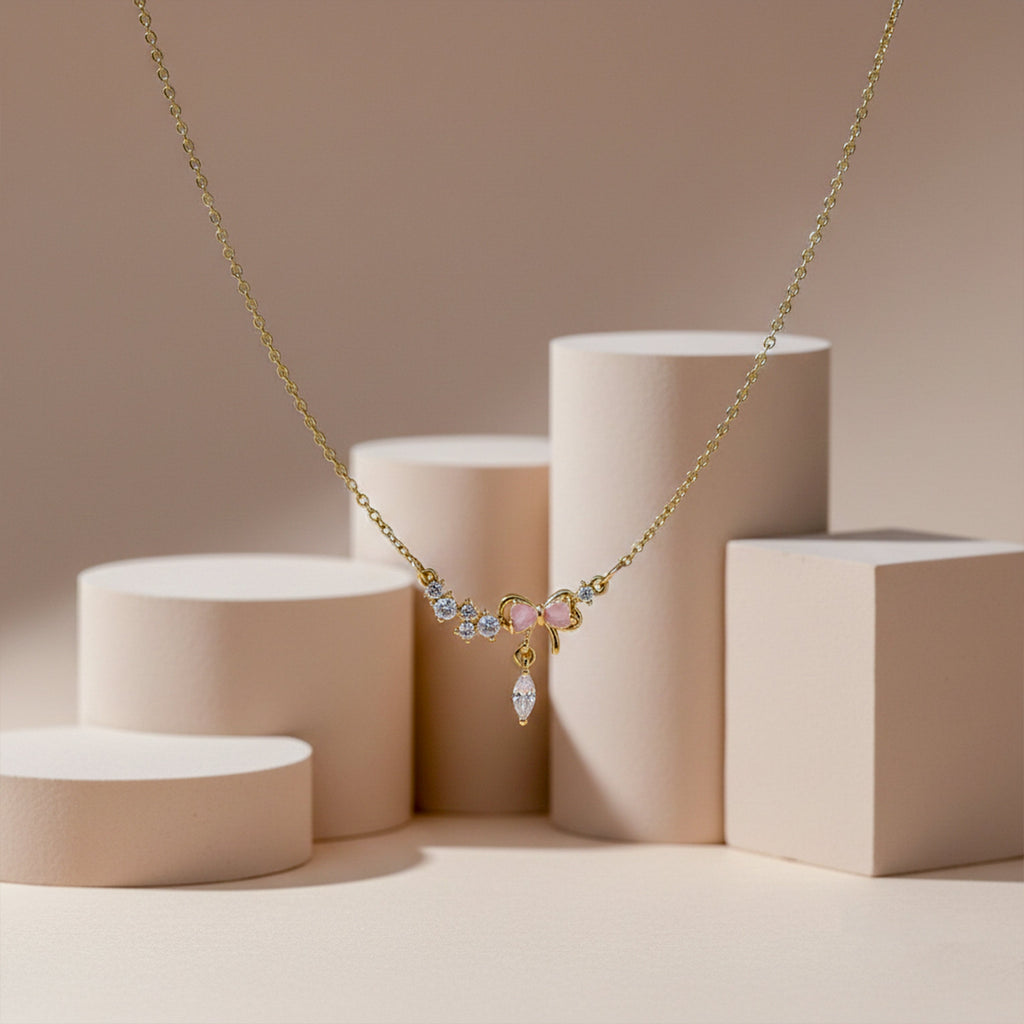 Bow Crystal Gold Anklet GWN -132