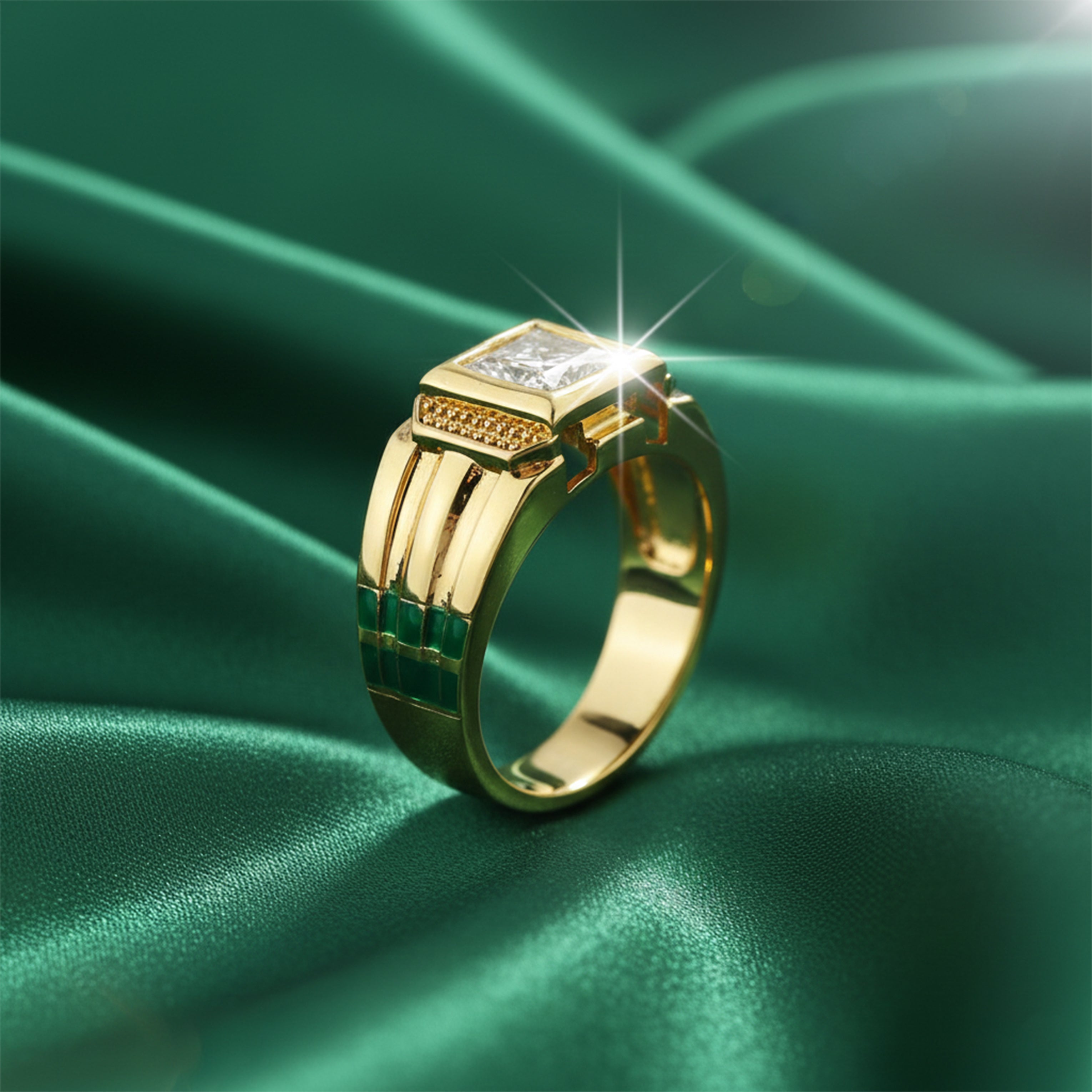 Men’s Gold-Tone Clear Stone Ring GMR -23