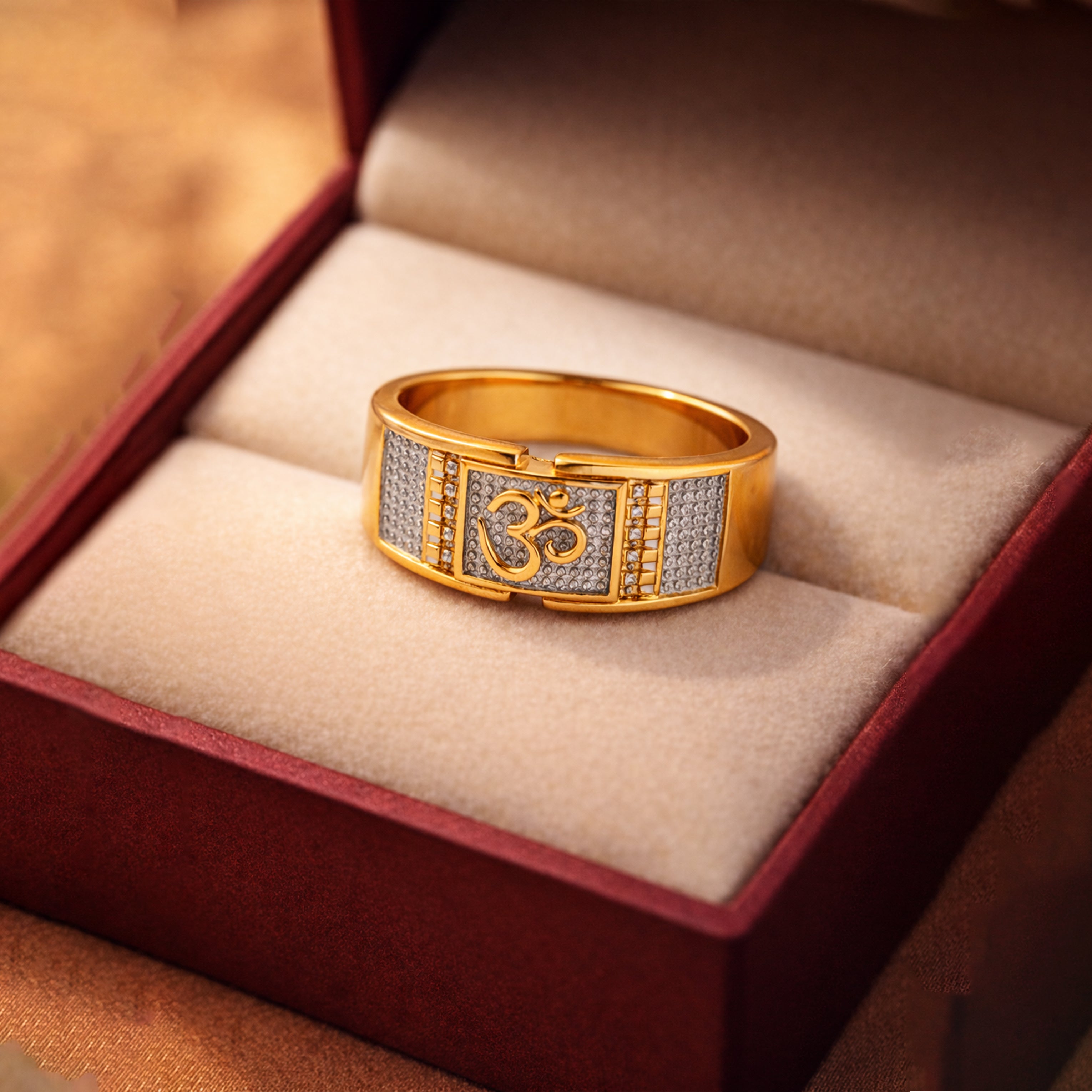 Men’s Om Symbol Gold-Tone Statement Ring GMR -28